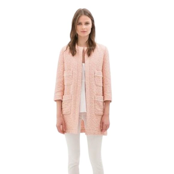 Zara Jackets & Blazers - ZARA Pale Pink Jacquard Jacket Tweed Women's Size S